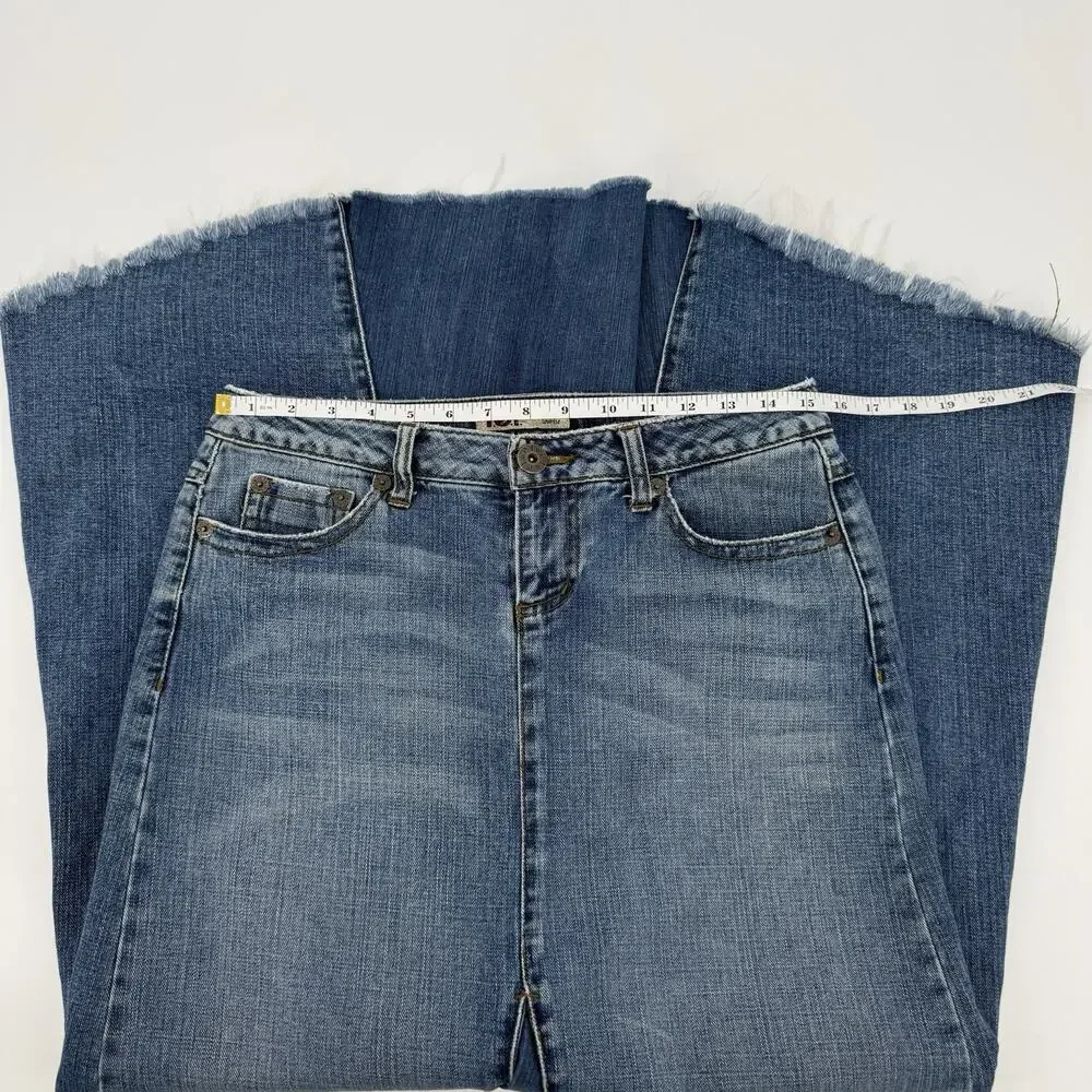LEI Women's Y2K 90s Low Rise Chelsea Denim Skirt Medium Wash High Low SZ 7